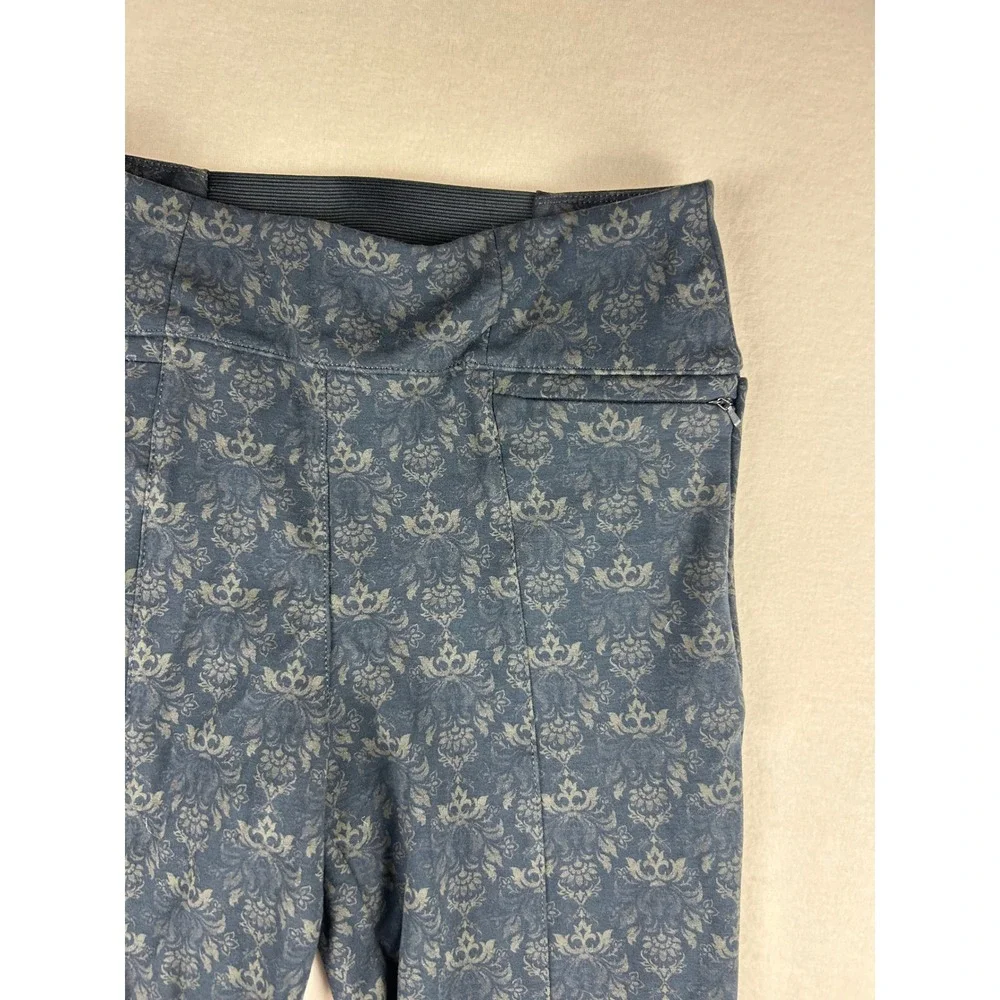 Betabrand Dress Pant Yoga Pants Blue Damask Print Skinny Leg Womens Medium - Picture 4 of 13